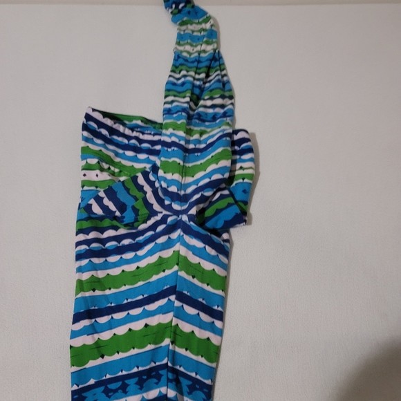 OS lularoe Leggings striped scallop blue green white - Picture 9 of 11